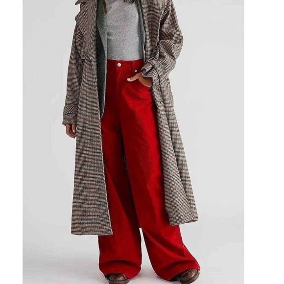 End of Winter Clearance! We The Free Corduroy High Rise Wide Leg Pant Red 24 - Picture 14 of 14